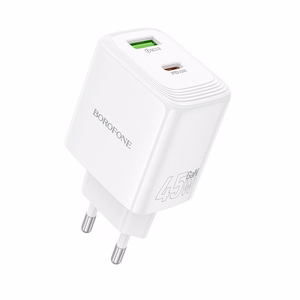 Borofone Sein laadija BN30 Cargador GaN - USB + Tüüp C - QC 3.0 PD 45W valge