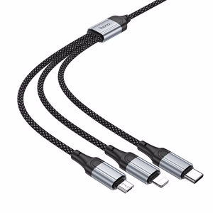 3in1 kaabel USB A Lightning / Micro USB / USB C Hoco 2,4A 1 m X102 must
