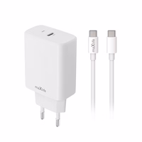 Maxlife MXTC-10-20C PD QC laadija 1x USB-C 20W valge + USB-C - USB-C kaabel 20W