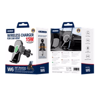 JELLICO autohoidja juhtmevaba laadimisega W6 15W Must