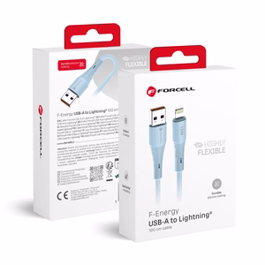 Kaabel USB A to Lightning Forcell F-Energy 2,4A 12W Silikoon 1 m C343 sinine