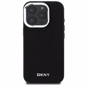 DKNY Plain Hõbedane Logo MagSafe iPhone 16 Pro Ümbris - Must