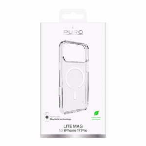Puro Lite Mag TPU+PC Ümbris Compatible with MagSafe jaoks iPhone 17 Pro - Läbipaistev with Valge Ring