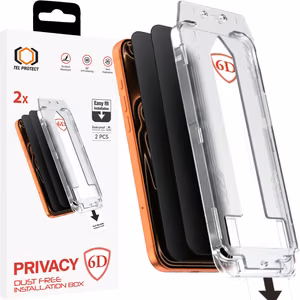 Tel Protect Dust-Free Easy Fit Privacy Full Glue 6D закаленное стекло для Iphone 16 Pro Max черное - 2 шт.