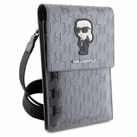 KARL LAGERFELD universal bag jaoks mobile KLWBSAKHPKG (Saffiano Mono Ikonik) hõbedane