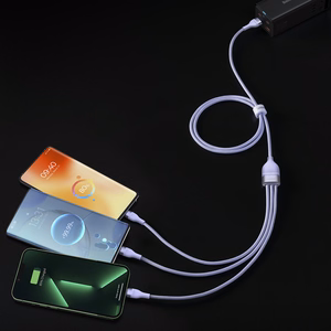 Baseus Kaabel Flash Series II 3 in 1 - USB to Type C, Lightning, Micro USB - 100W 6A 1,2 metres (CASS030005) purple