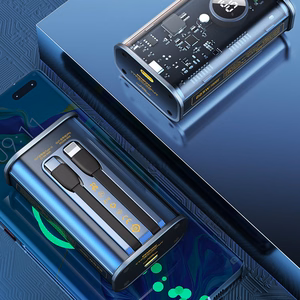 WEKOME WP-345 Vanguard Series akupank, 10000 mAh, PD 20 W + QC 22,5 W, sisseehitatud USB-C- ja Lightning-kaablitega, must