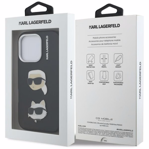 Karl Lagerfeld FW Grained Karl & Choupette Heads Pins ümbris mudelile iPhone 16 Pro Max – must
