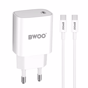BWOO CDA159 PD wall laadija 20W 1x USB-C port + USB-C valge