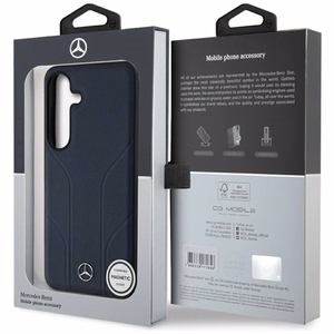 Mercedes Leather Debossed Lines MagSafe Ümbris jaoks Samsung Galaxy S25 - sinine