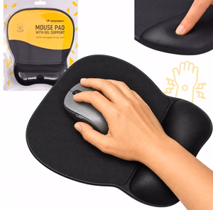 Ergonomic Mouse Pad and Wrist Rest Gel Eco Leather Large Anti-Slip - Black