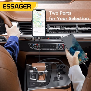 Autolaadija Essager Thumb läbipaistev (must) 33W (1xUSB QC3.0 / 1xPD)