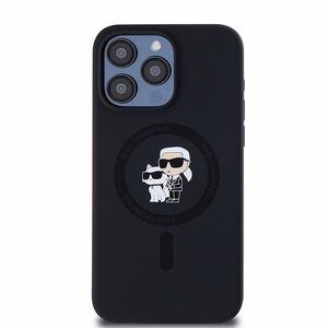 Чехол Karl Lagerfeld для iPhone 15 Pro Max совместимый с MagSafe KLHMP15XSCMKCRHK (Silicone KC Body Ring) чёрный