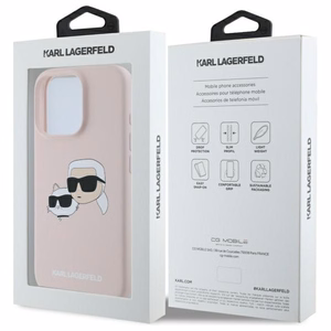 Karl Lagerfeld Silicone Nauble Heads Print MagSafe Ümbris jaoks iPhone 16 Pro Max - Roosa