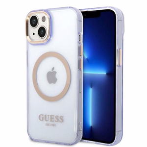 Guess GUHMP14SHTCMU iPhone 14 6.1" lilla/lilla hard ümbris kuldne Outline Translucent MagSafe