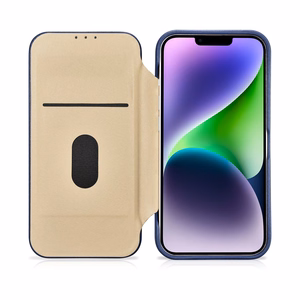 Чехол iCarer CE Premium Leather Folio для iPhone 14 Plus магнитный с откидной крышкой MagSafe синий