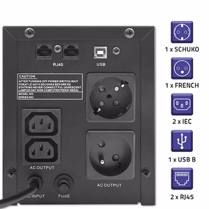 Qoltec 53770 katkematu toiteallikas (UPS) Line-Interactive 1.5 kVA 900 W 2 AC pistikupesa