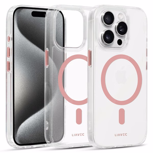 Liavec Glossy Magsafe Clear Ümbris do Iphone 13/14 różowy