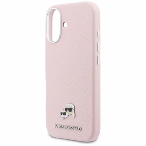 Karl Lagerfeld Karl & Choupette Head Pins Saffiano MagSafe Ümbris for iPhone 17 - roosa