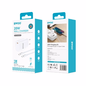 BWOO CDA159 PD wall laadija 20W 1x USB-C port + USB-C valge