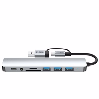 Tech-Protect HB06 HUB Adapter 8in1 TYPE-C + USB2.0 + USB3.0 + SD/TF + AV3.5 - hall