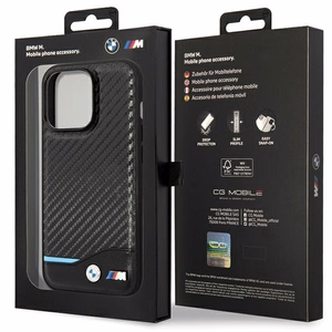 BMW Leather Carbon Ümbris jaoks iPhone 13 Pro Max - must