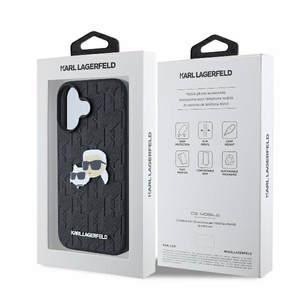 Karl Lagerfeld Monogram Karl & Choupette Head Pin iPhone 16 Plus Ümbris - must