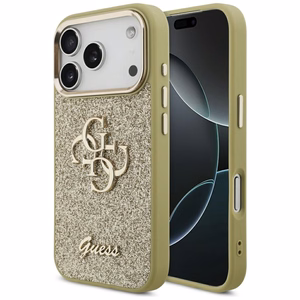 Guess Fixed Glitter Big 4G Metal Raamiga ümbris jaoks iPhone 17 Pro - kuldne