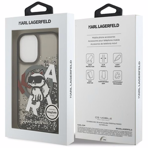Karl Lagerfeld Liquid Glitter Choupette Logo MagSafe iPhone 17 Ümbris - Must