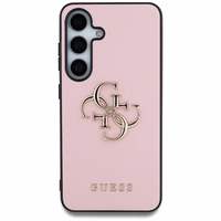 Guess Grained Big 4G Logo Small Classic Logo ümbris jaoks Samsung Galaxy S25 Plus roosa
