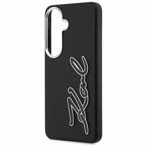Karl Lagerfeld Grained Signature Metal Resin Logo Case for Samsung Galaxy S26 - Black