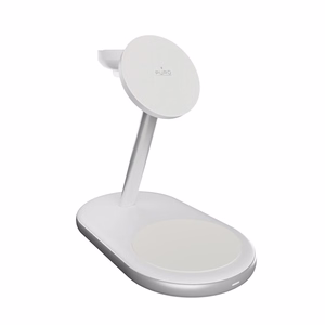 Puro Mag Station Qi2 3-in-1 Wireless Laadija Compatible koos MagSafe - valge