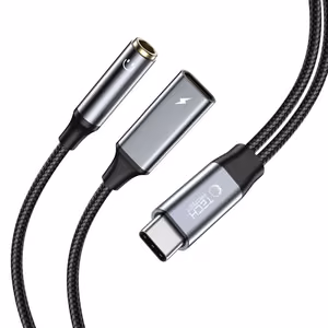 Tech-Protect UltraBoost USB-C (male) PD 60W 6A / mini jack 3.5mm (female) - USB-C (female) - must