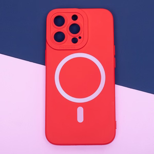 Silicon Mag ümbris jaoks iPhone 15 Plus 6,7" punane