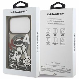 Karl Lagerfeld Liquid Glitter Choupette Logo MagSafe Ümbris jaoks iPhone 17 Pro - Must
