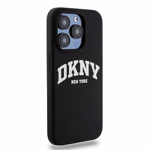 DKNY Liquid Silicone Valge Printed Logo MagSafe iPhone 14 Pro Ümbris - Must