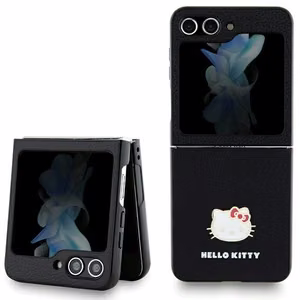 Hello Kitty Metal Logo Kitty Head ümbris jaoks Samsung Galaxy Z Flip 5 - must