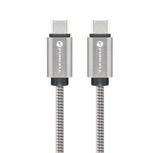 Kaabel USB C to USB C Forcell F-Energy QC4.0 PD 3A 60W Metal 1 m C237 hõbedane
