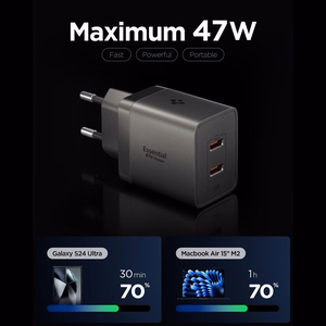 Spigen Essential EE472EU-GAN 2 pordiga 47 W seinalaadija – tumehall