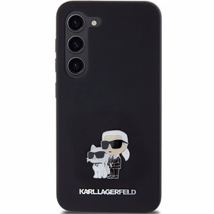 Karl Lagerfeld Silicone Karl&Choupette Metal Pin ümbris jaoks Samsung Galaxy S23 - must