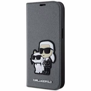 Karl Lagerfeld KLBKP14SSANKCPG iPhone 14 6.1" bookcase hõbedane/hõbedane Saffiano Karl & Choupette