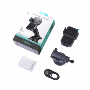 Autohoidik Joyroom JR-ZS246 S must / (juhtmevaba laadimine 15W) (mitte-magnetiline / kleepuv alus)