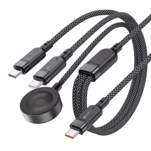 Acefast C6-11 USB-C 3in1 kaabel - 2x USB-C / Qi 480Mb/s 100W 1.2m - must