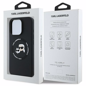 Karl Lagerfeld KLHMP16XSKCHTCK iPhone 16 Pro Max 6.9" чёрный/чёрный жёсткий чехол Silicone Karl&Choupette Heads MagSafe