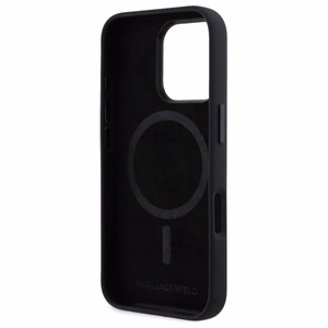 Karl Lagerfeld Silicone Shadow Metal Initial MagSafe iPhone 16 Pro Ümbris - must