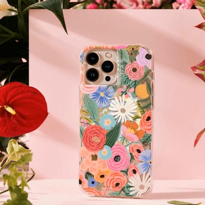 Rifle Paper Clear MagSafe ümbris seadmele iPhone 14 Pro Max, Garden Party Blush mustriga