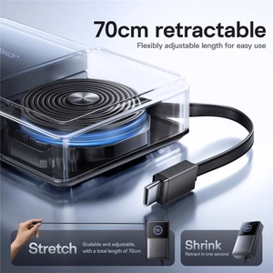 Joyroom JR-PR1 10000mAh 22.5W Powerbank sisseehitatud sissetõmmatava USB-C kaabliga - must