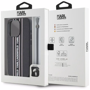 Karl Lagerfeld Saffiano Athleisure Stripes Cord iPhone 15 Pro Ümbris - Roosa