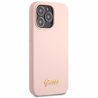 Guess GUHCP13XLSLMGLP iPhone 13 Pro Max 6.7" light roosa/light roosa hardcase Silicone Script kuldne Logo