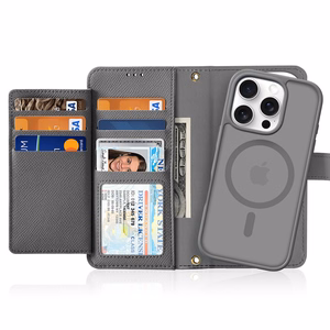 Dux Ducis Lawa Leather Ümbris jaoks iPhone 16 Pro Max with Detachable Magnetic Wallet - Hall